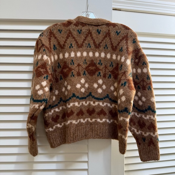 Zara Brown and Cream Patterned Cardigan - Picture 3 of 5